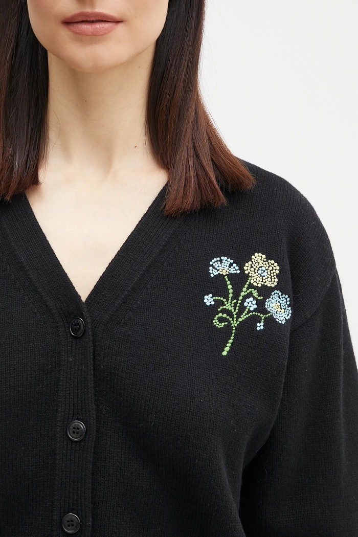 Vlněný svetr Kenzo Jungle Flower černá FF52CA4993CN.99J