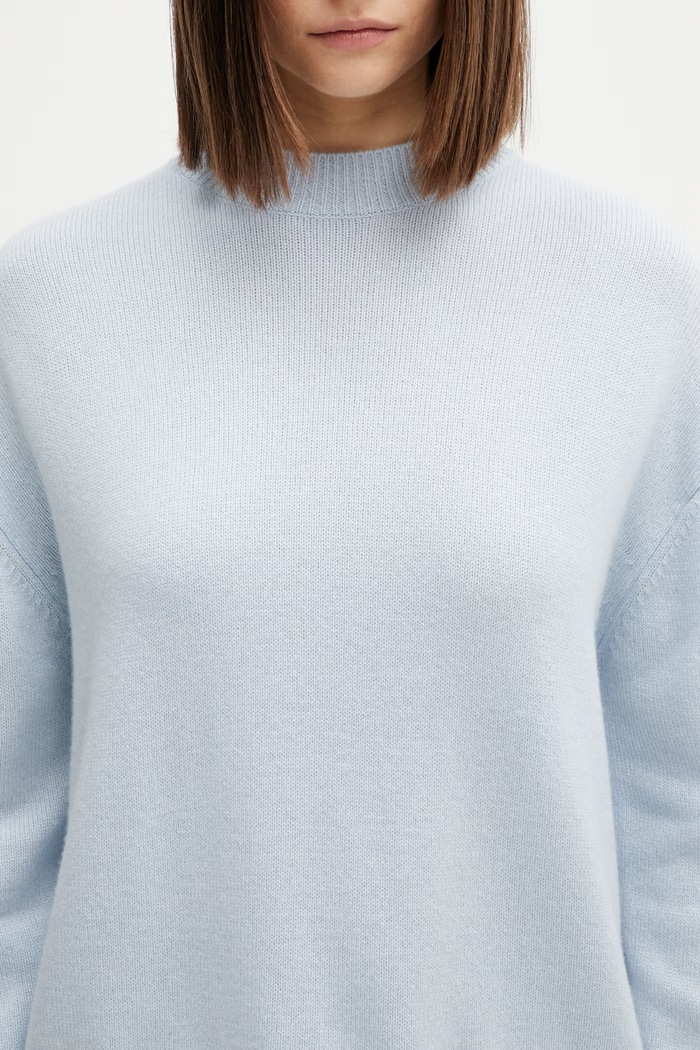 Anine Bing Lee Crew Sweater sweter kaszmirowy damski niebieski A.09.10662