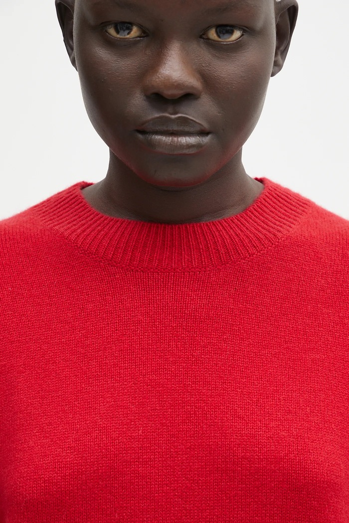 Anine Bing Lee Crew Sweater sveter kašmírový dámsky červená A.09.10662