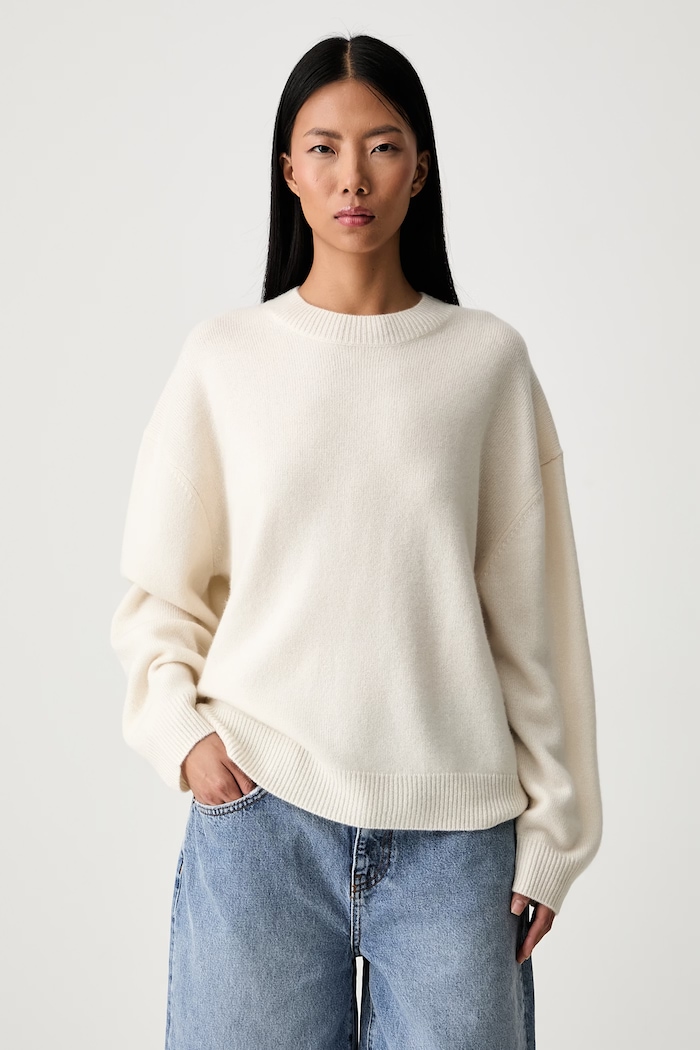 Anine Bing Lee Crew Sweater sweter kaszmirowy damski beżowy A.09.10662