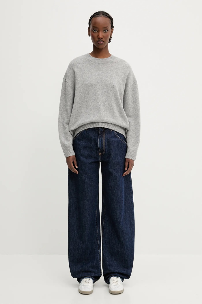 Anine Bing Lee Crew Sweater sveter kašmírový dámsky A.09.10662 sivá
