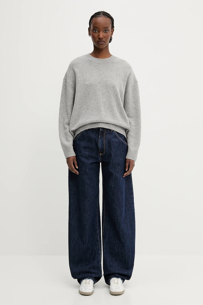 Anine Bing Lee Crew Sweater sveter kašmírový dámsky A.09.10662 sivá