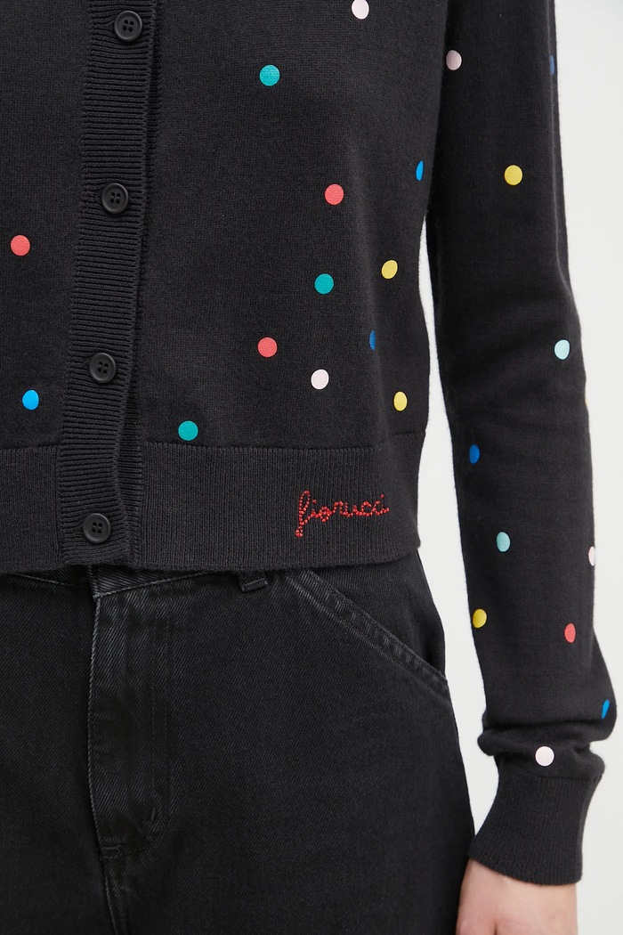 Fiorucci cardigan din lână Confetti Dot Print Logo negru W02SPKCA337KN03BK01
