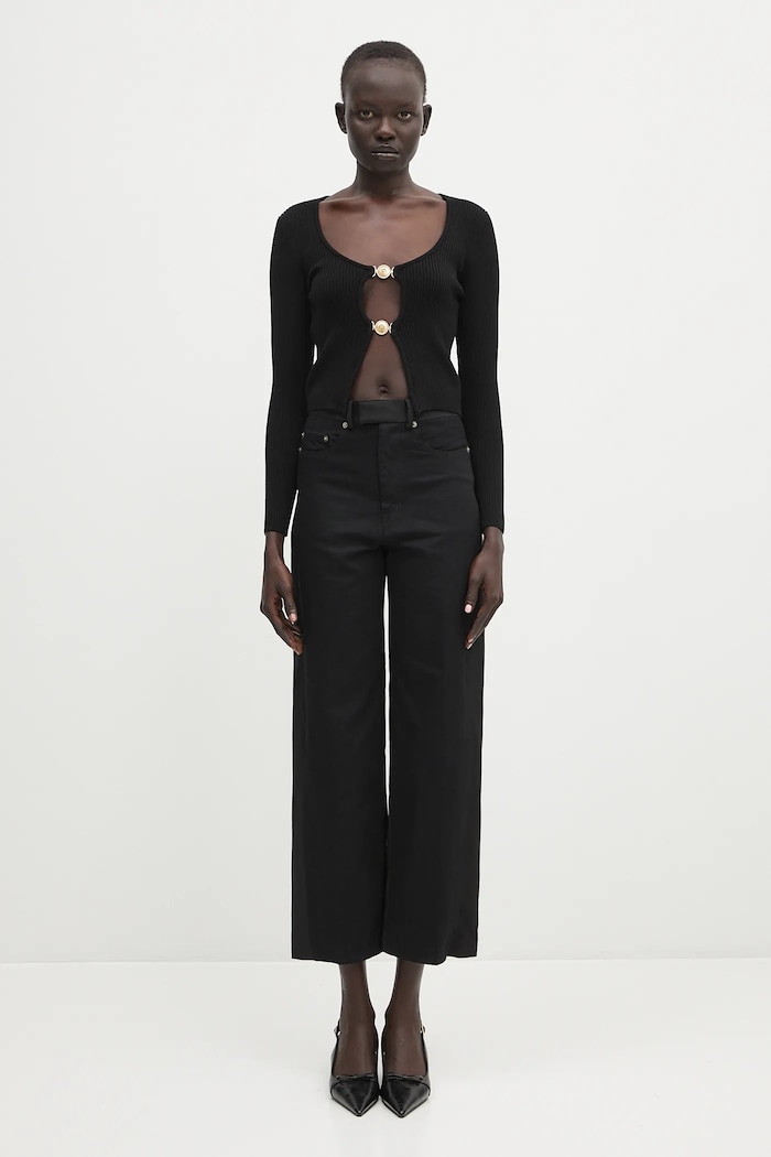 Marine Serre cardigan Moon Jewelry Knit Open WTK068A.CKNI0514 black