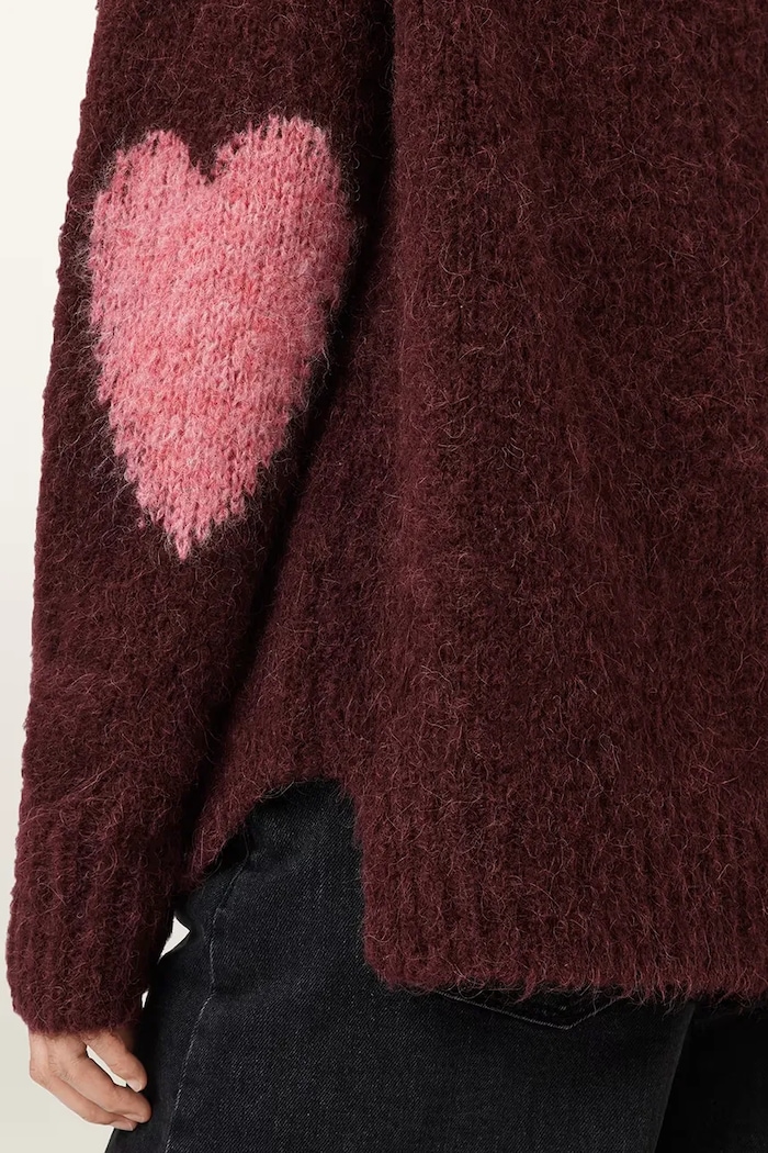 Odzież AllSaints sweter z dodatkiem wełny LUVHEART W078KC czerwony