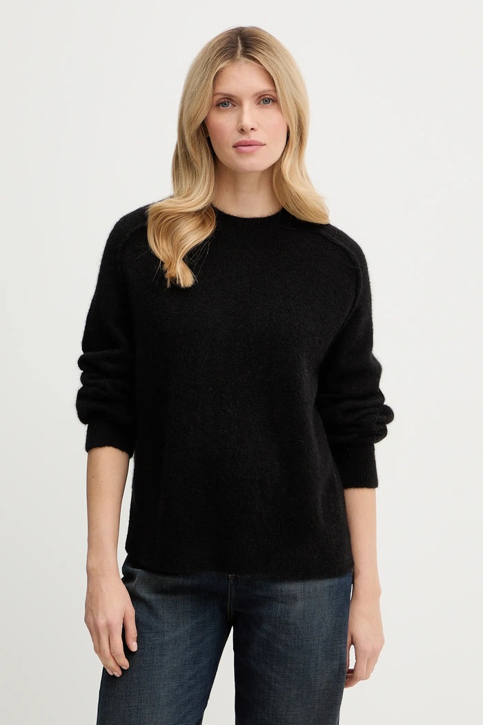 Sveter A.P.C. Pull Naomie s prímesou vlny čierna WPABE.F23283