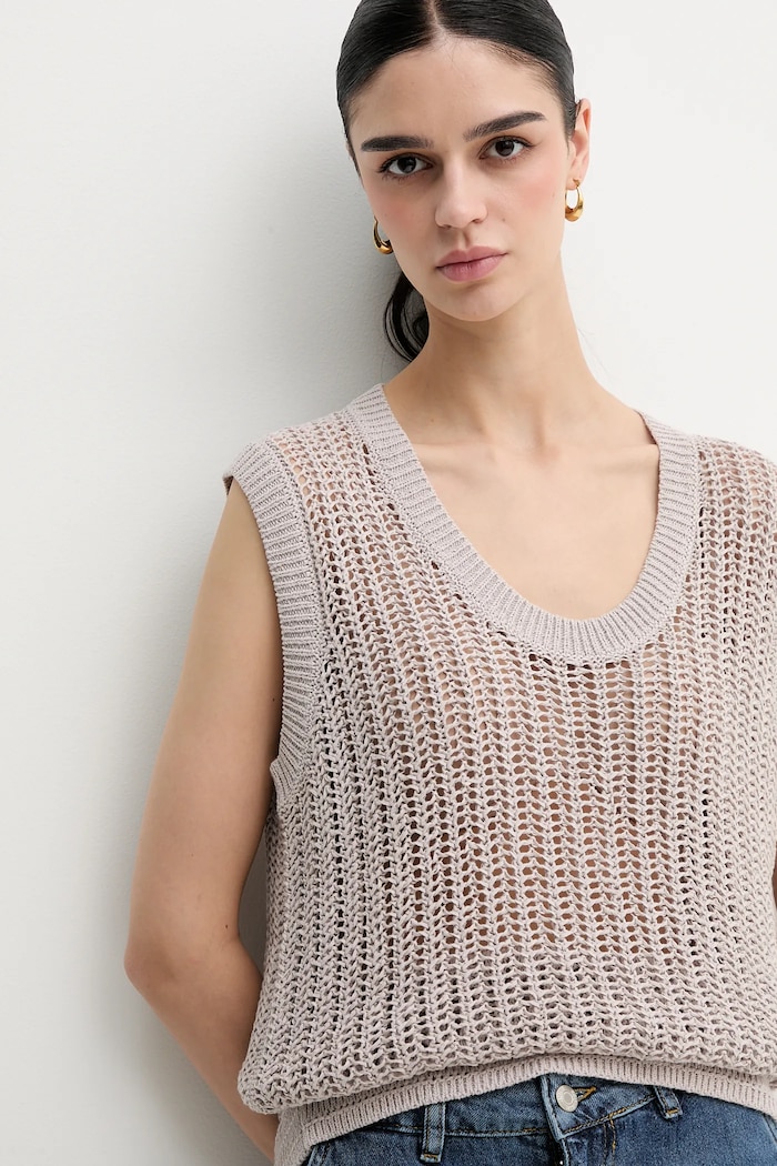Vestă Sisley 15PLMH00J bej
