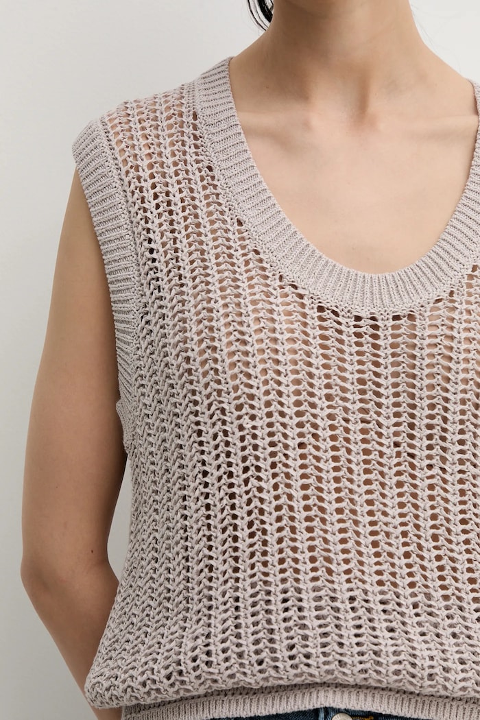 Vestă Sisley bej 15PLMH00J