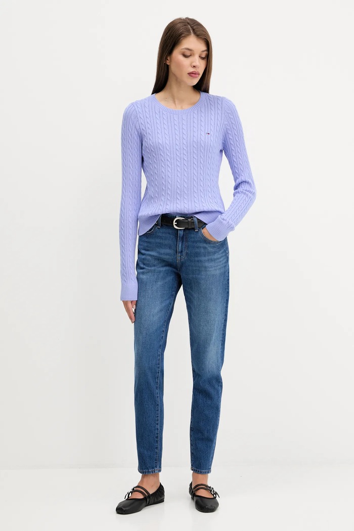 Tommy Jeans pulover de bumbac DW0DW22165 violet AW25