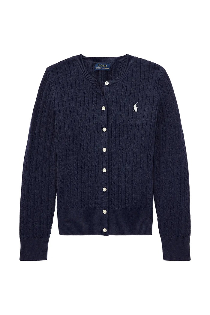 Детский хлопковый кардиган Polo Ralph Lauren 313543047011 тёмно-синий SS25