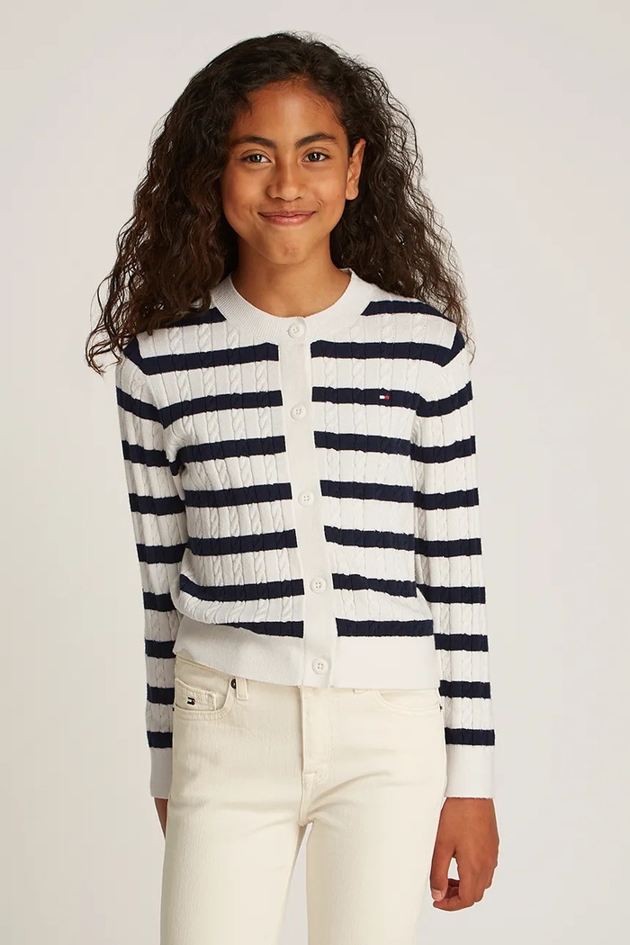 Детска жилетка Tommy Hilfiger средно дебел бял KG0KG08282.128.176.PPYA