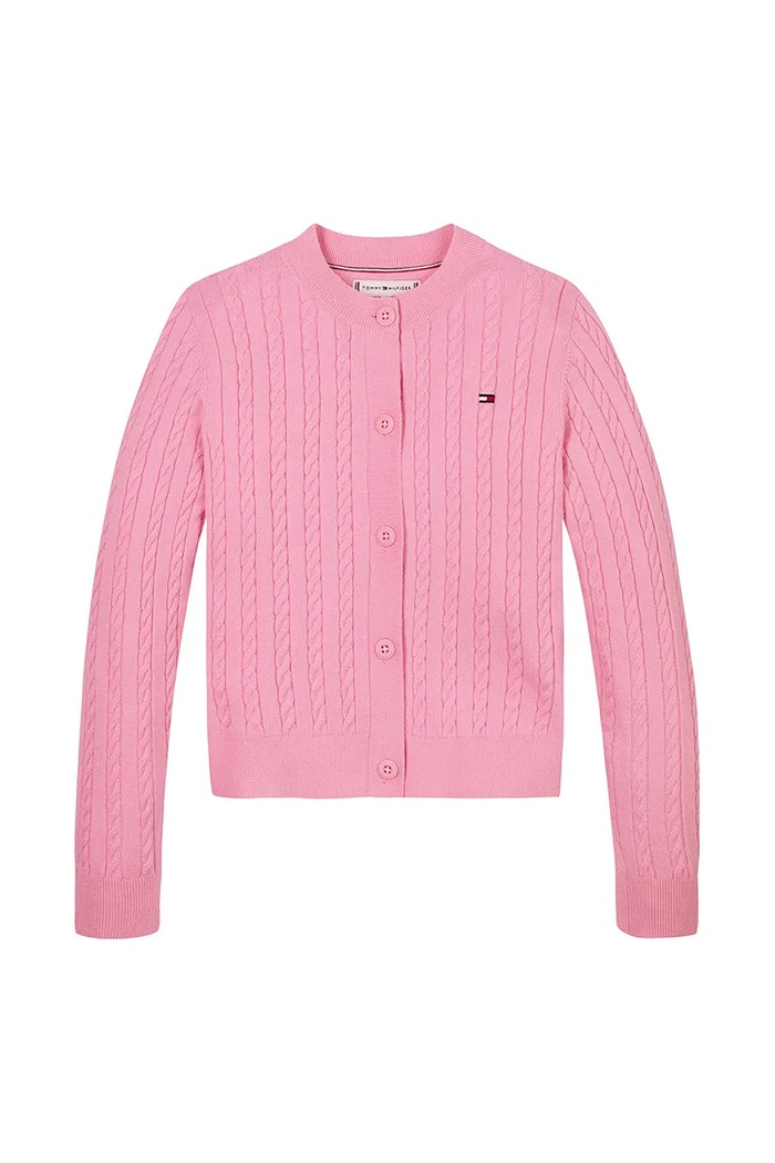 Tommy Hilfiger kardigan dziecięcy KG0KG08282.128.176.PPYA różowy SS25