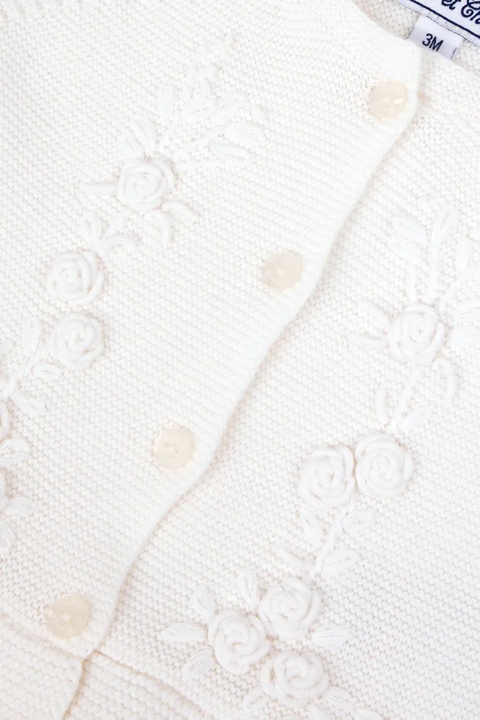 Fete Tartine et Chocolat cardigan din bumbac pentru bebeluși CA18001.80.94 alb