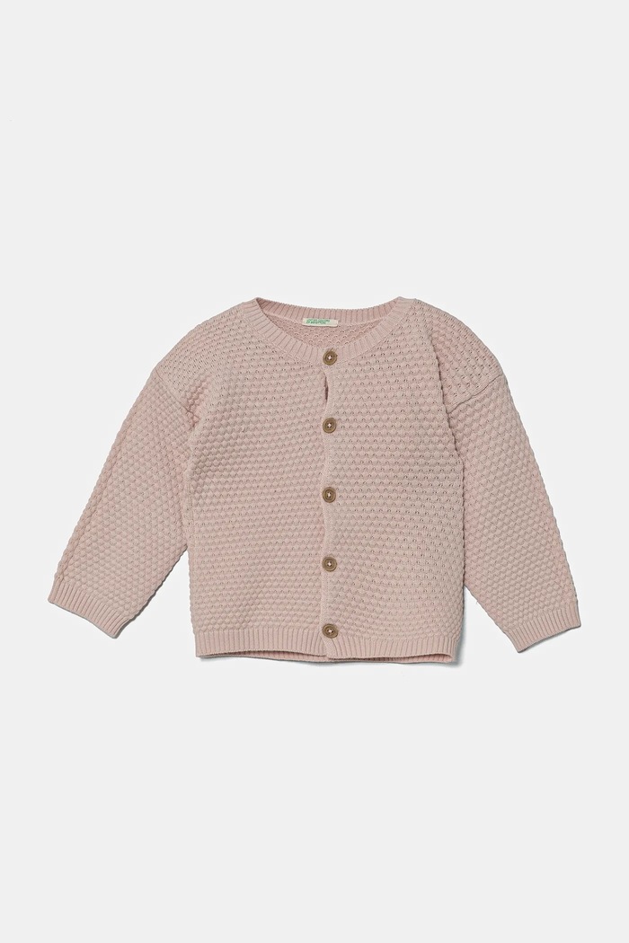 Pamučni kardigan za bebe United Colors of Benetton bez uzorka roza 1294A500Y.W.Seasonal