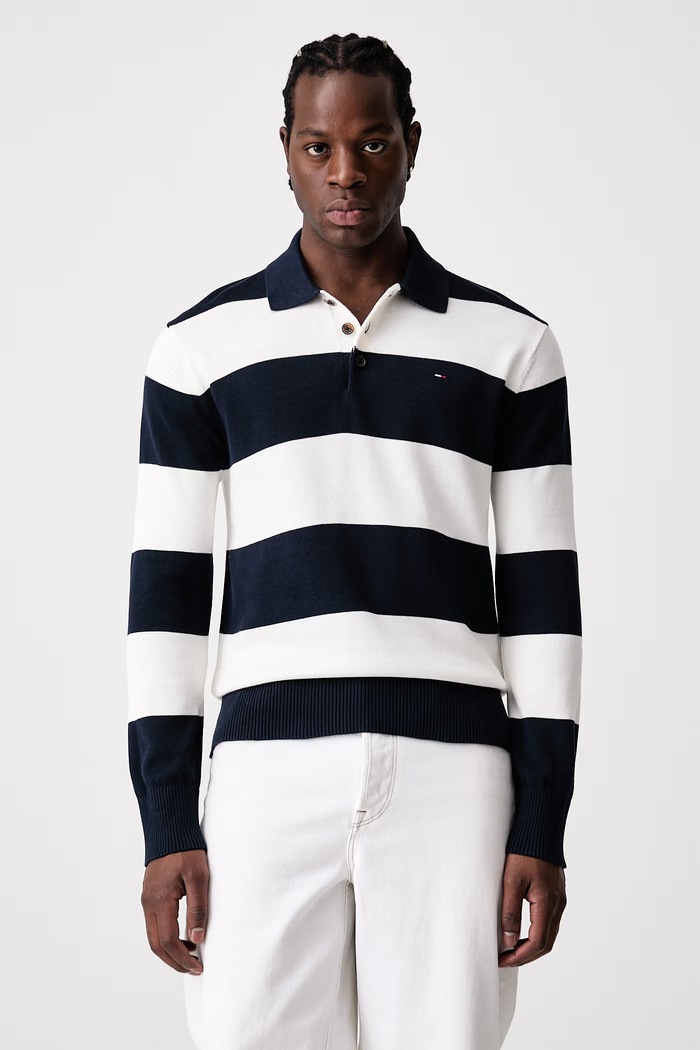 Tommy Jeans Svetr pánský bavlněný námořnická modř DM0DM20304
