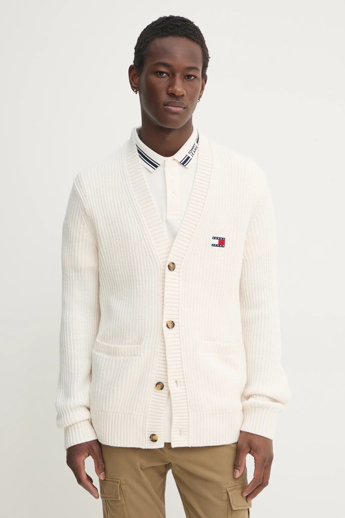 Tommy Jeans kardigan melanż beżowy DM0DM21111