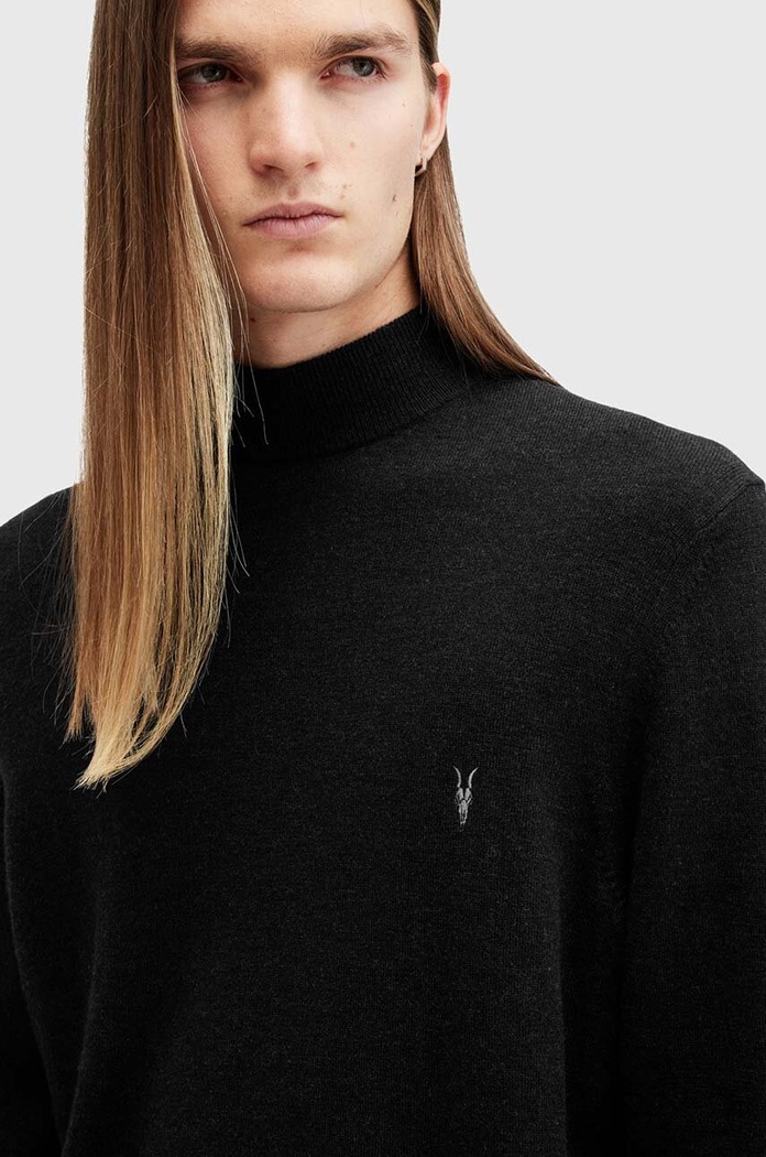 Μάλλινο πουλόβερ AllSaints KILBURN MOCK M030KA μαύρο SS25