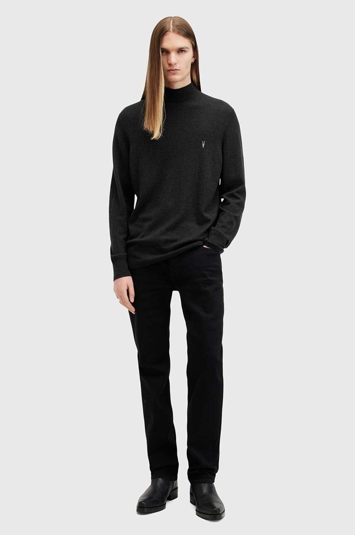 Μάλλινο πουλόβερ AllSaints KILBURN MOCK M030KA μαύρο