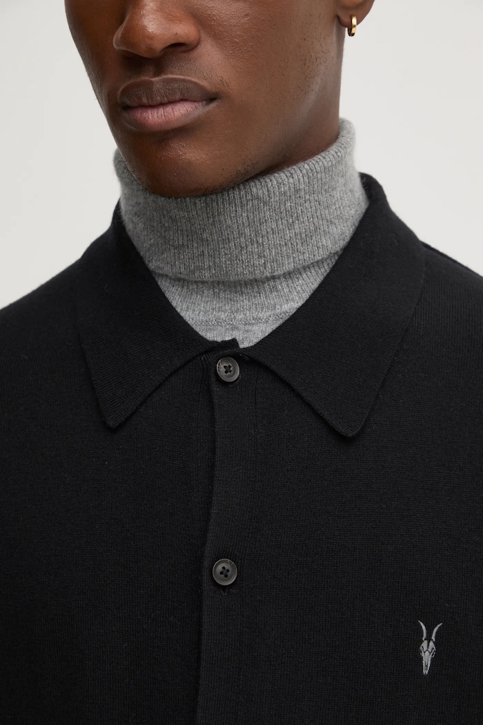 AllSaints kardigan wełniany KILBURN M088KB czarny