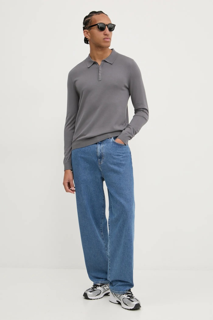 HUGO sweter San Pippo-CV 50532050 szary AW25