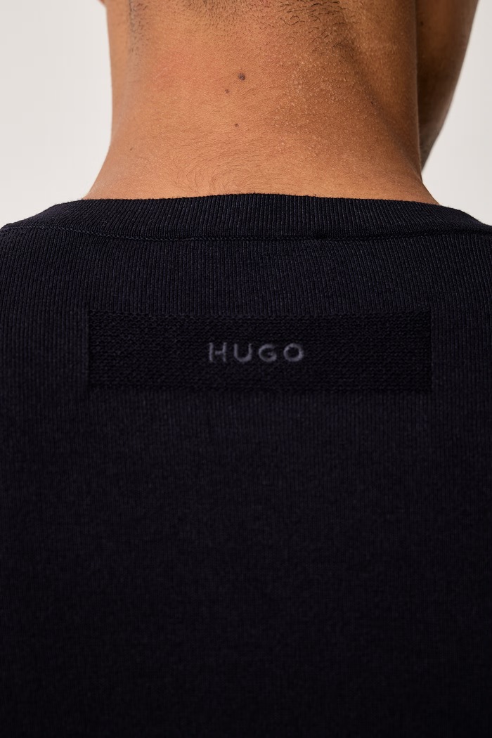 Pulover za muškarce s viskozom HUGO mornarsko plava 50532074
