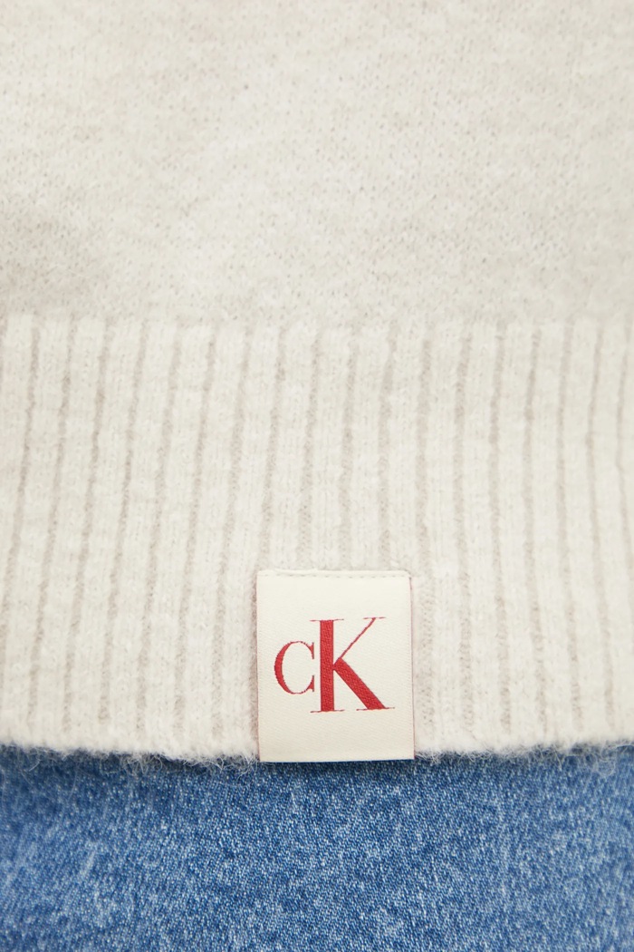 Sweter z domieszką wełny Calvin Klein Jeans beżowy J30J326737