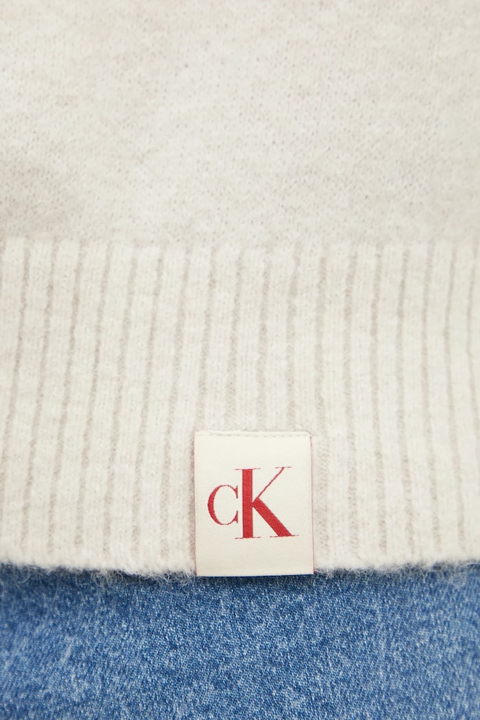 Sweter z domieszką wełny Calvin Klein Jeans beżowy J30J326737