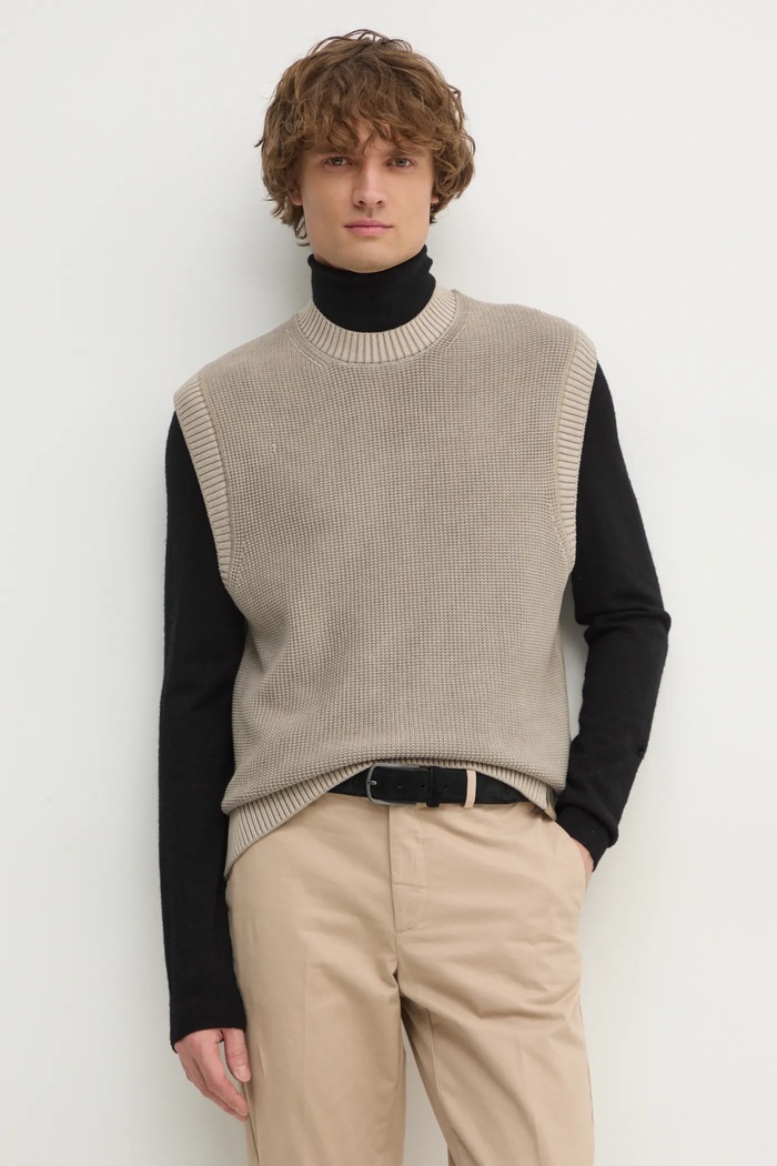 Calvin Klein Jeans sweter bawełna beżowy J30J326744
