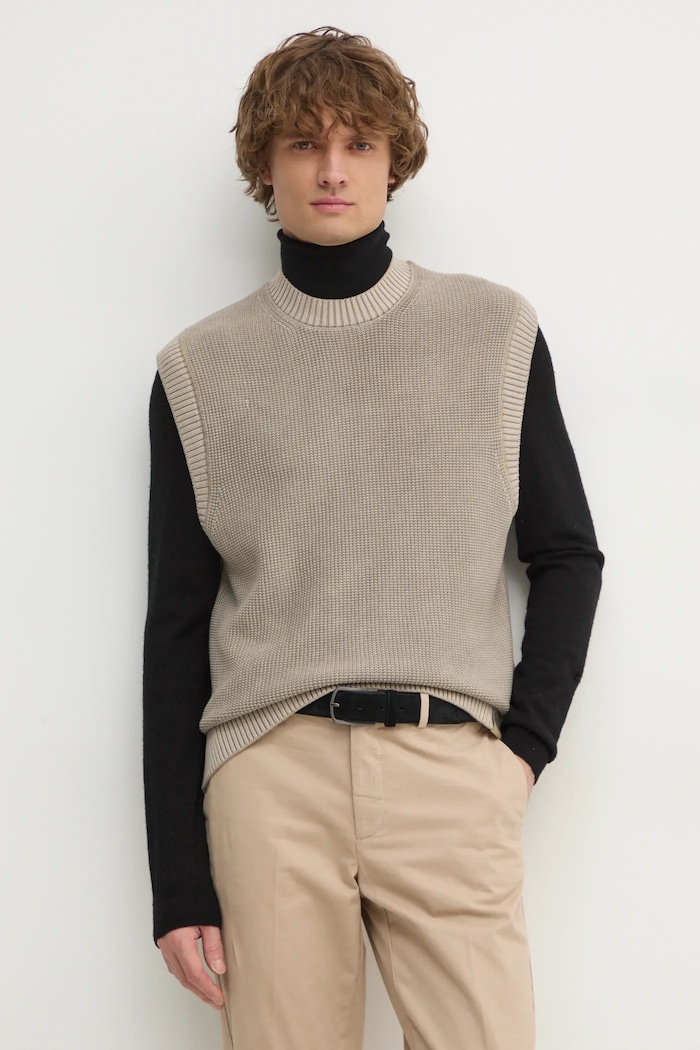 Calvin Klein Jeans sweter bawełna beżowy J30J326744