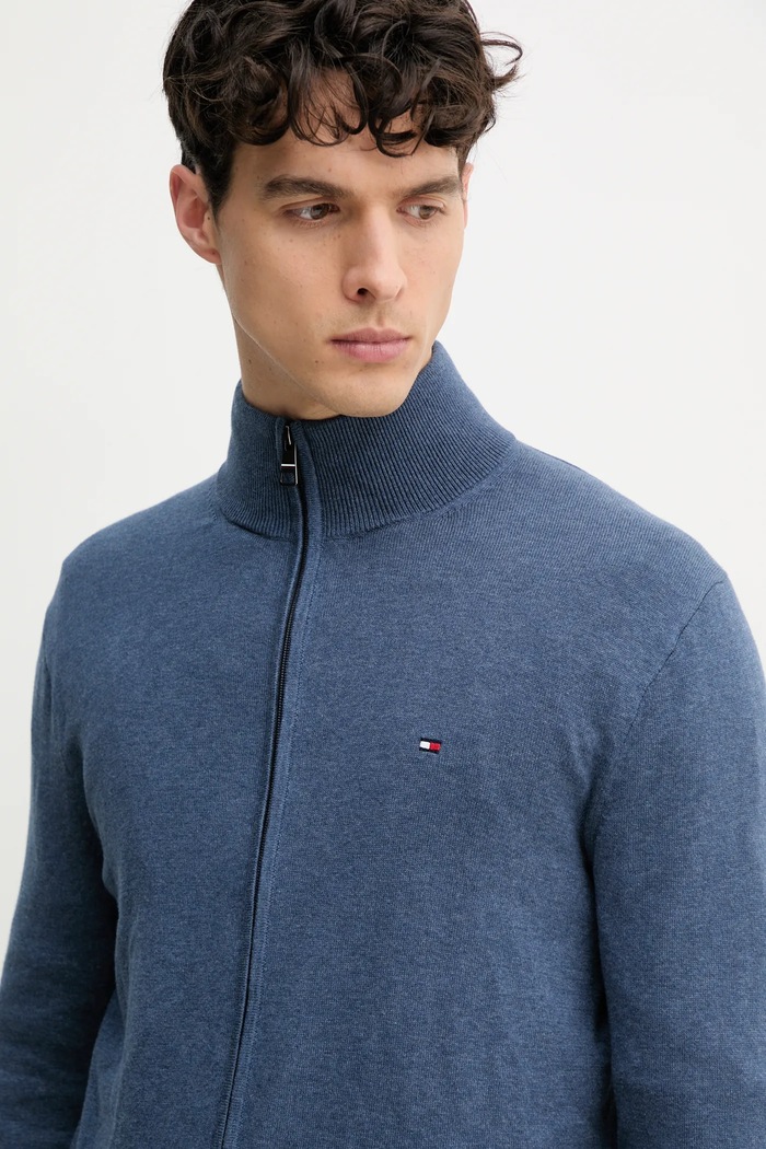 Tommy Hilfiger sweter rozpinany męski bawełniany niebieski MW0MW36517