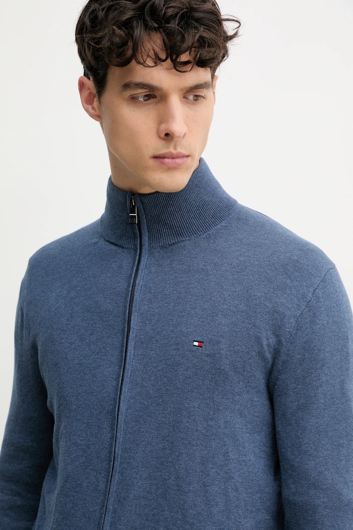 Tommy Hilfiger sweter rozpinany męski bawełniany niebieski MW0MW36517