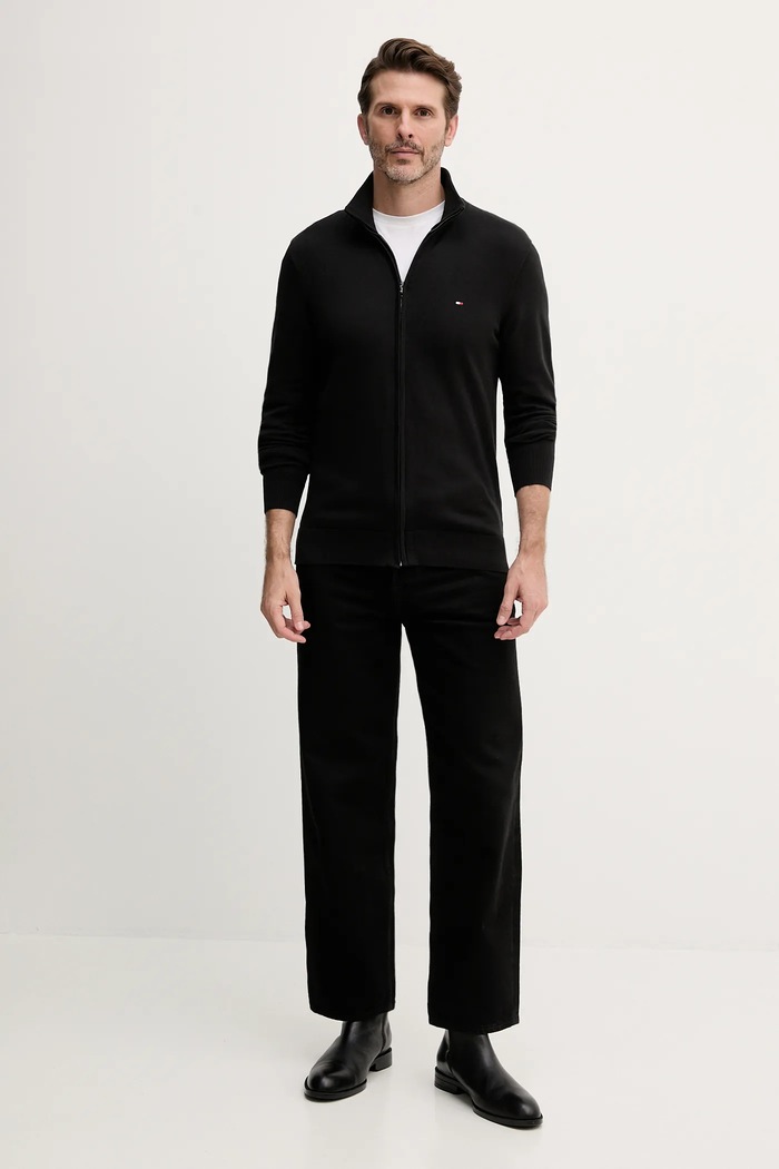 Tommy Hilfiger Cardigan pentru bărbați din bumbac MW0MW36517 negru SS26