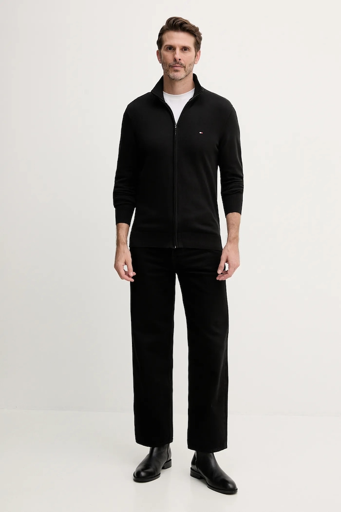 Tommy Hilfiger Cardigan pentru bărbați din bumbac MW0MW36517 negru SS26