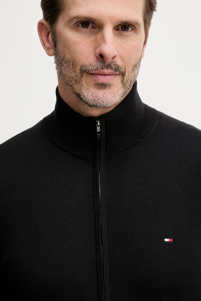 Cardigan pentru bărbați din bumbac Tommy Hilfiger MW0MW36517 negru