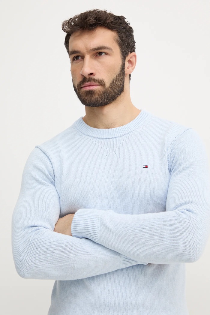 Bavlněný svetr Tommy Hilfiger modrá MW0MW37397