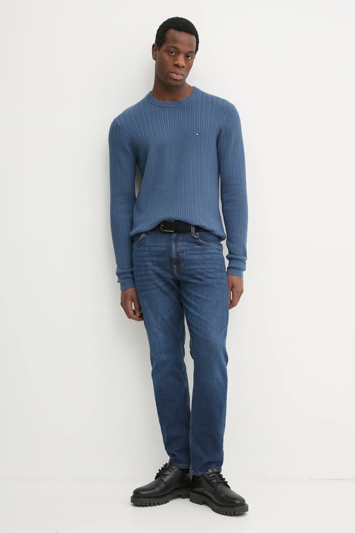 Bavlněný svetr Tommy Hilfiger MW0MW37400 modrá SS25
