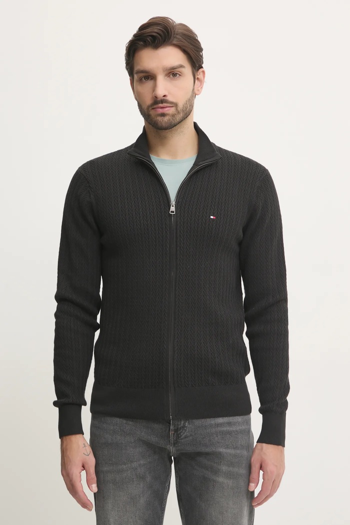 Tommy Hilfiger sweter bawełniany bawełna czarny MW0MW37402