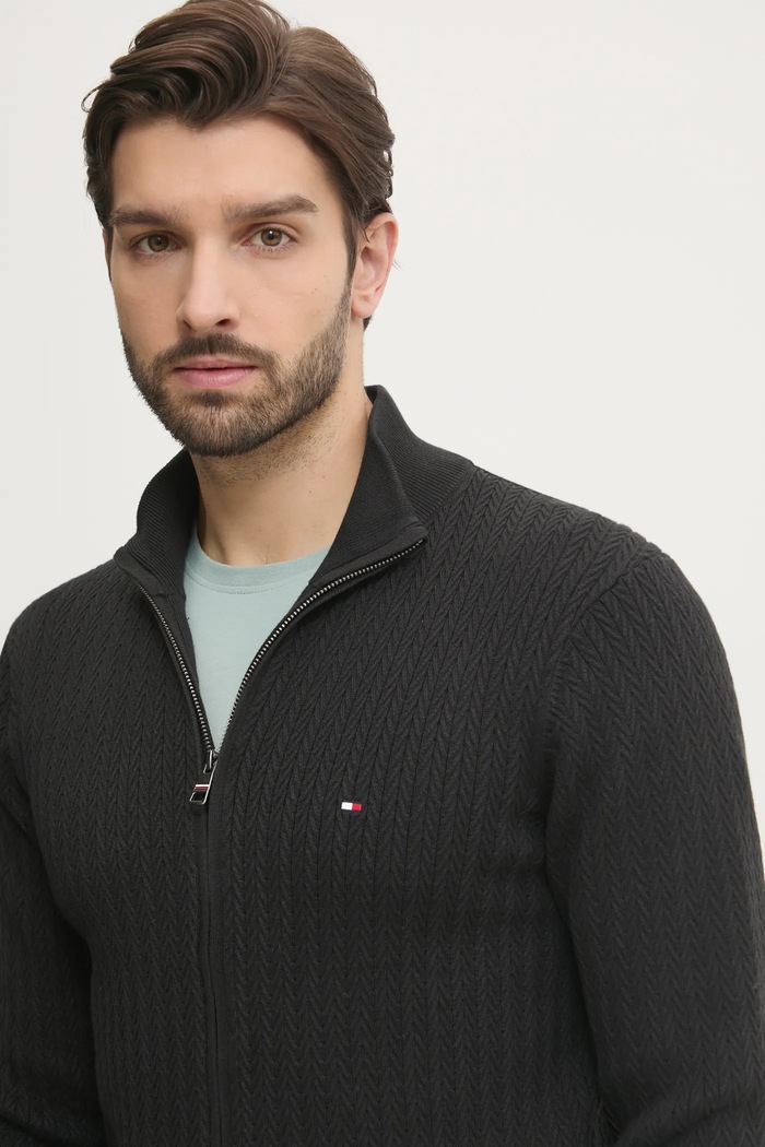 Tommy Hilfiger sweter bawełniany czarny MW0MW37402
