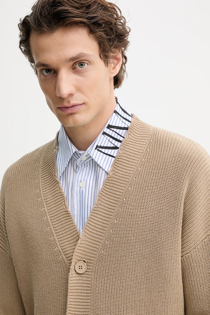 MM6 Maison Margiela kardigan bawełniany beżowy SH0HP0008