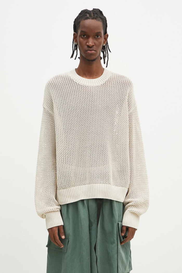 Βαμβακερό πουλόβερ Represent Open Gauge Knit Sweater απλό μπεζ MLM3821.26