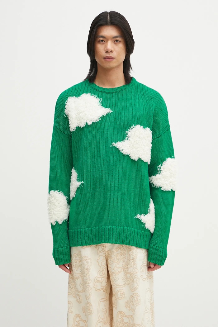 Fiorucci maglione in lana Cloud Sweater applique verde U02SPKSW335KN03GN02