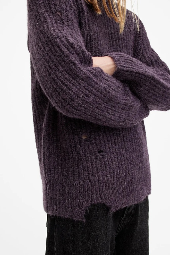 Odzież AllSaints sweter wełniany SLANE M034KB fioletowy
