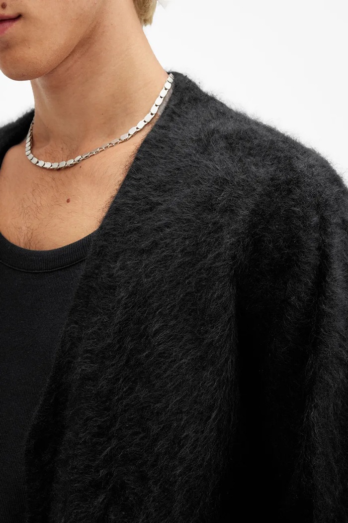 AllSaints kardigan kaszmirowy ABEL M080KB czarny SS25