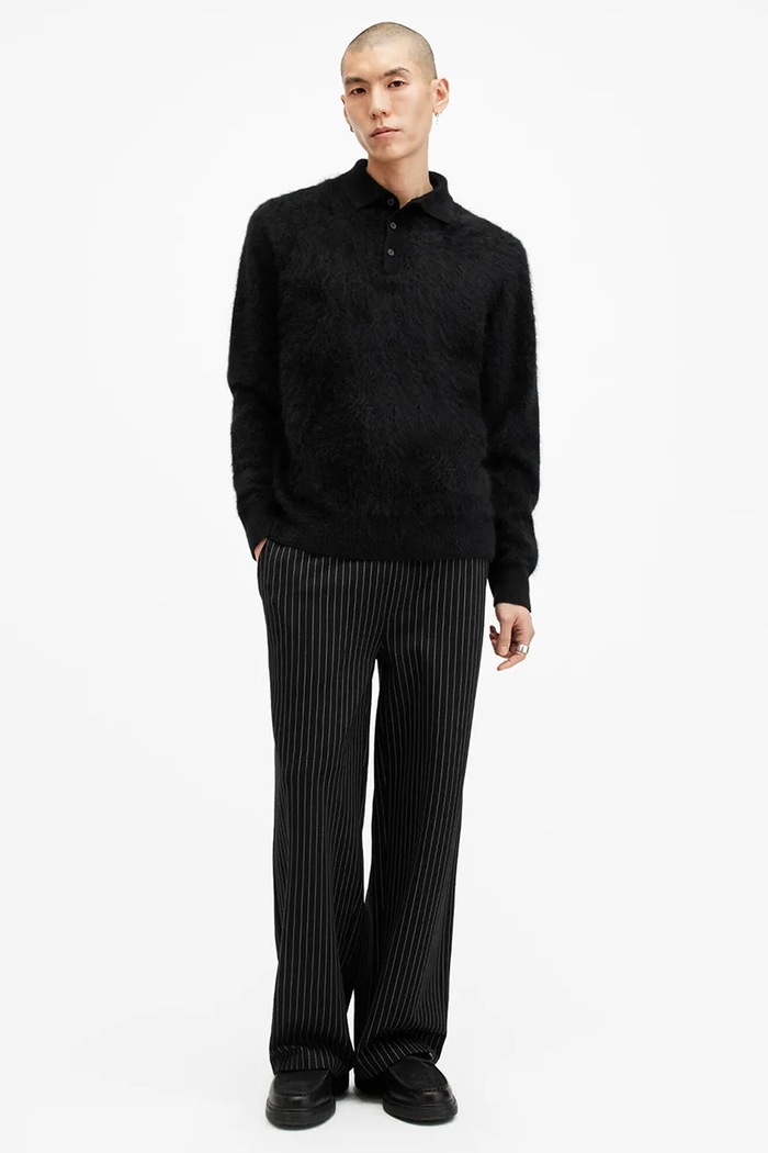 AllSaints sweter kaszmirowy ABEL M081KB czarny