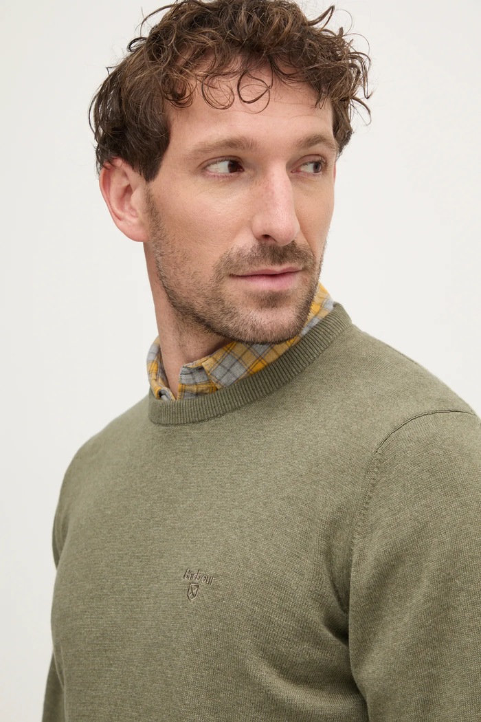 Barbour pulover de bumbac subtiri verde MKN0932GN68
