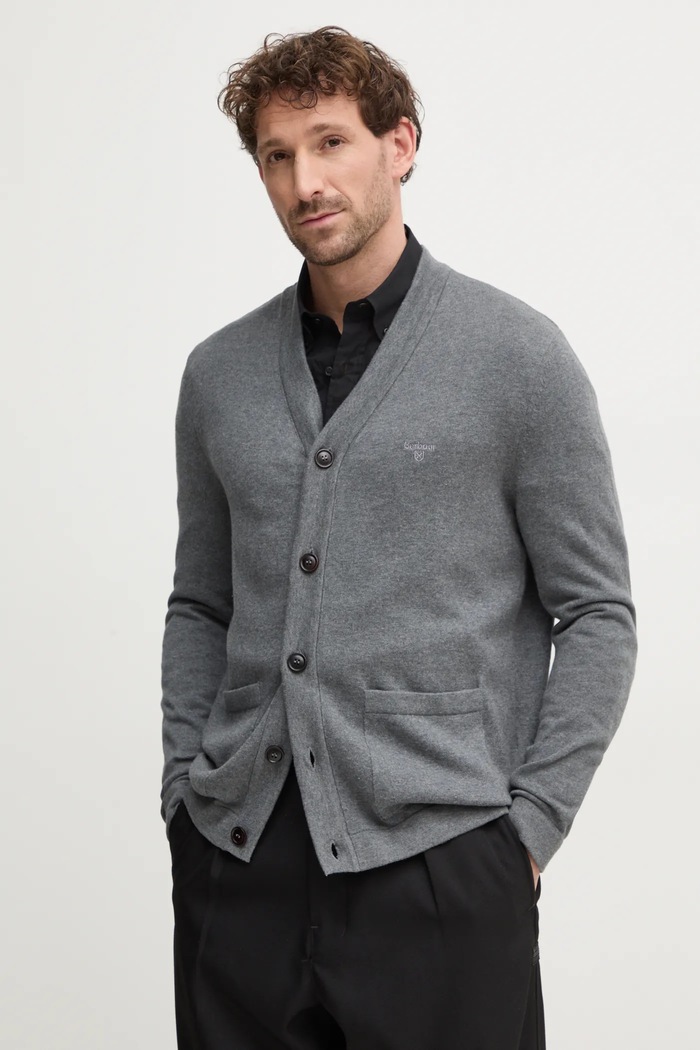 Barbour sweter bawełna szary MKN1622GY53