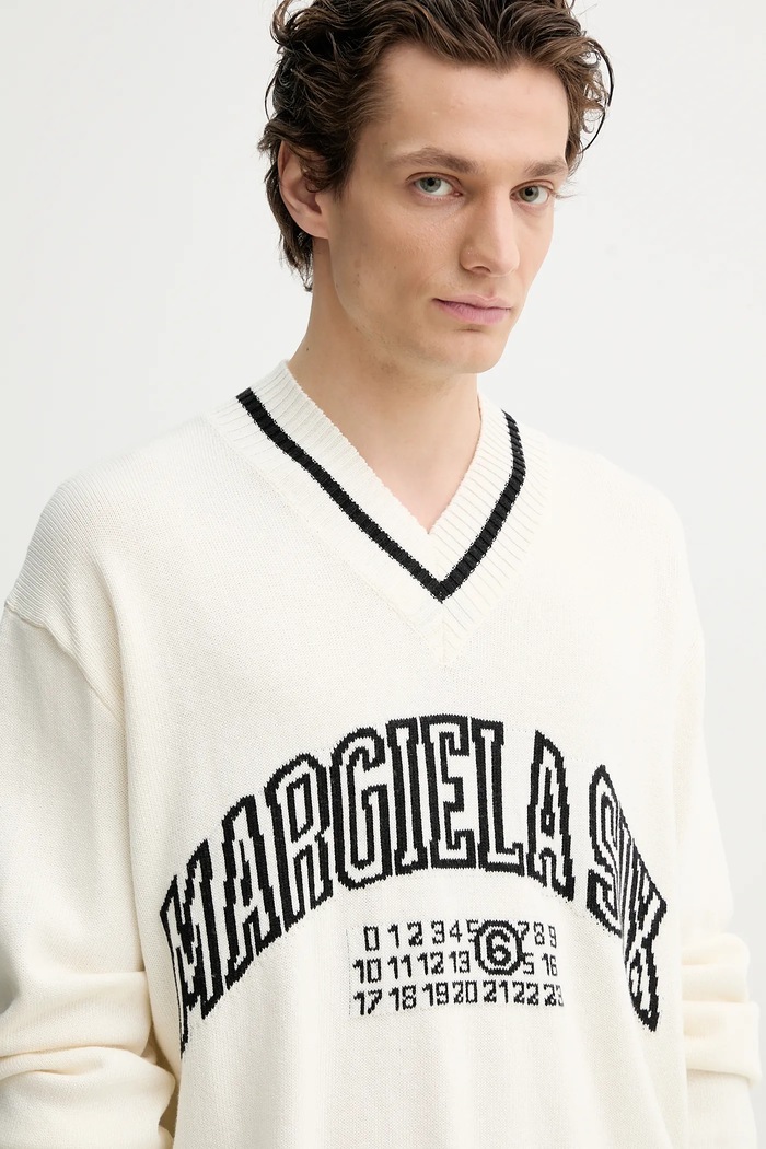MM6 Maison Margiela sweter z domieszką wełny beżowy SH0HN0002.M13085