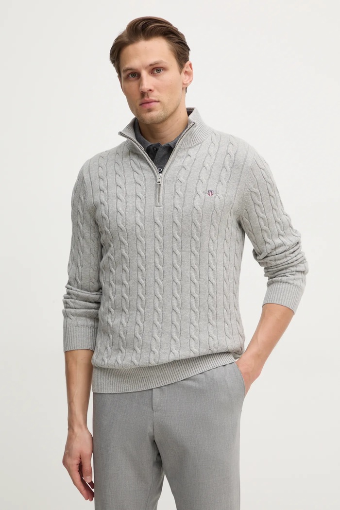 Gant pulover de bumbac fixat gri 8050603