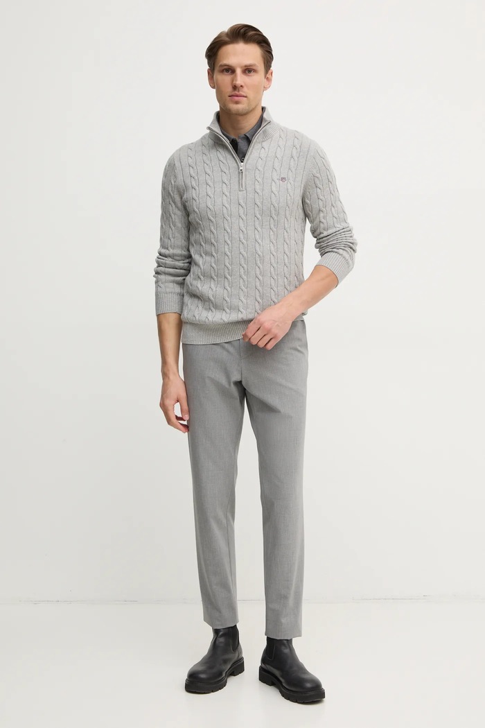 Gant pulover de bumbac 8050603 gri SS25
