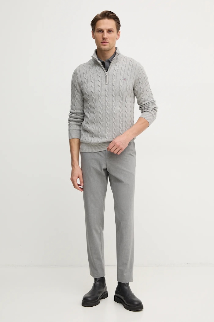 Gant pulover de bumbac 8050603 gri SS25